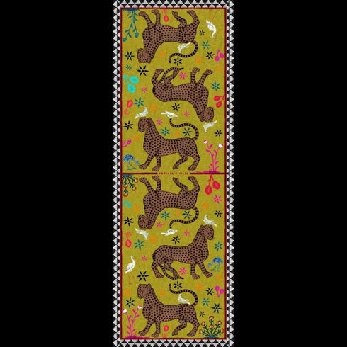 Ocelot cashmere scarf yellow